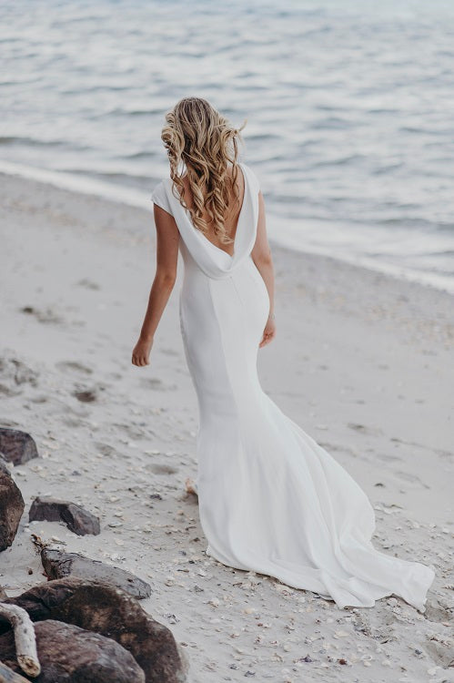 Plain Crepe gown with Cowl back