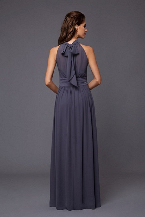 pewter chiffon bridesmaid dresses Pewter Chiffon Bridesmaid Dress A-Line Floor-Length main image 0